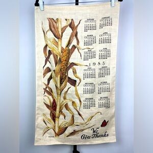 Vintage Kay Dee 1983 Batchelper Corn We Give Thanks Calendar Linen Kitchen Towel